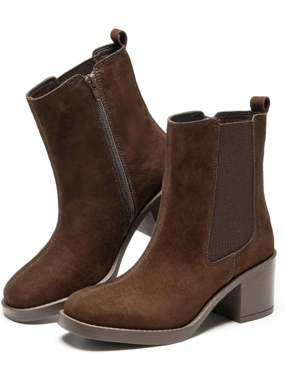 Project Cloud Women's Butcher Suede 100% Genuine Leather Heeled Chelsea Boots